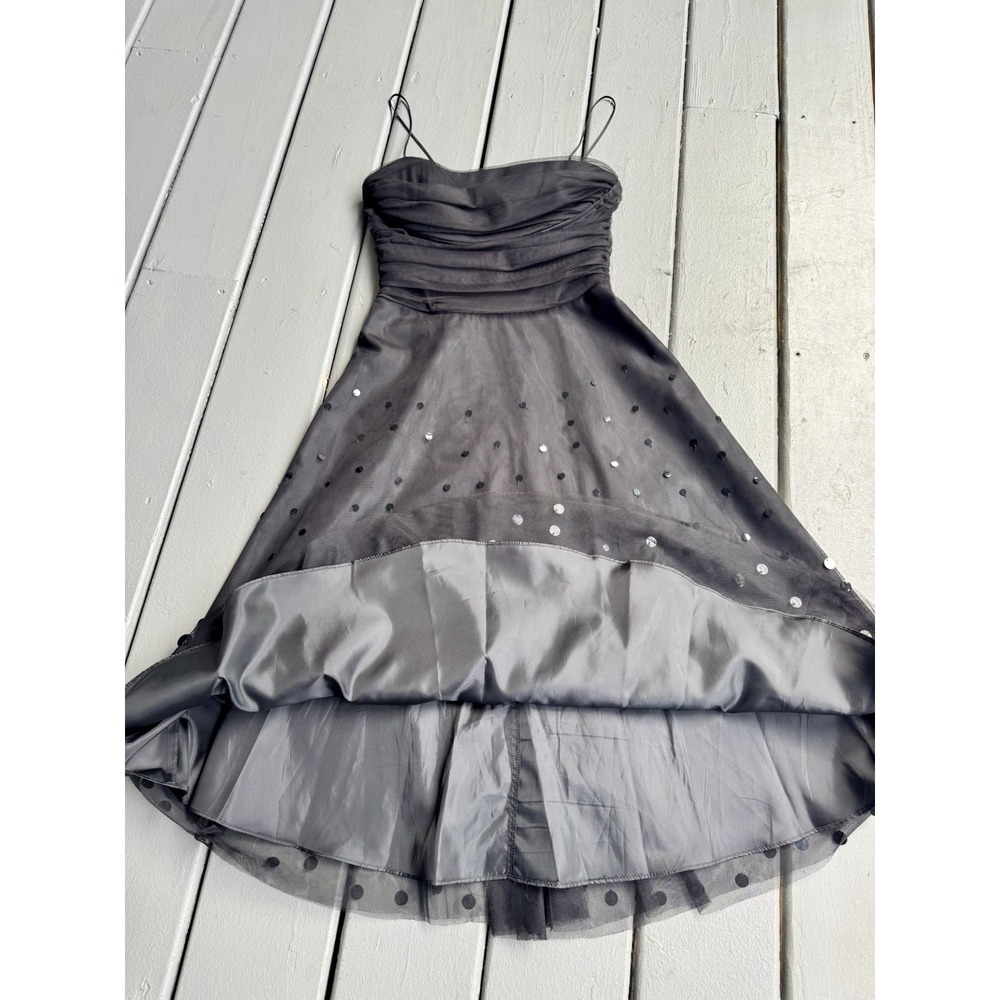 Jessica Howard Vintage 2000s Women Spaghetti Strap Tulle Prom Lace Dark Dress‎ 8 - Picture 6 of 8